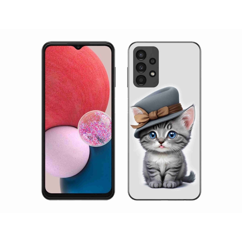 Gelový kryt mmCase na Samsung Galaxy A13 - kotě s kloboukem