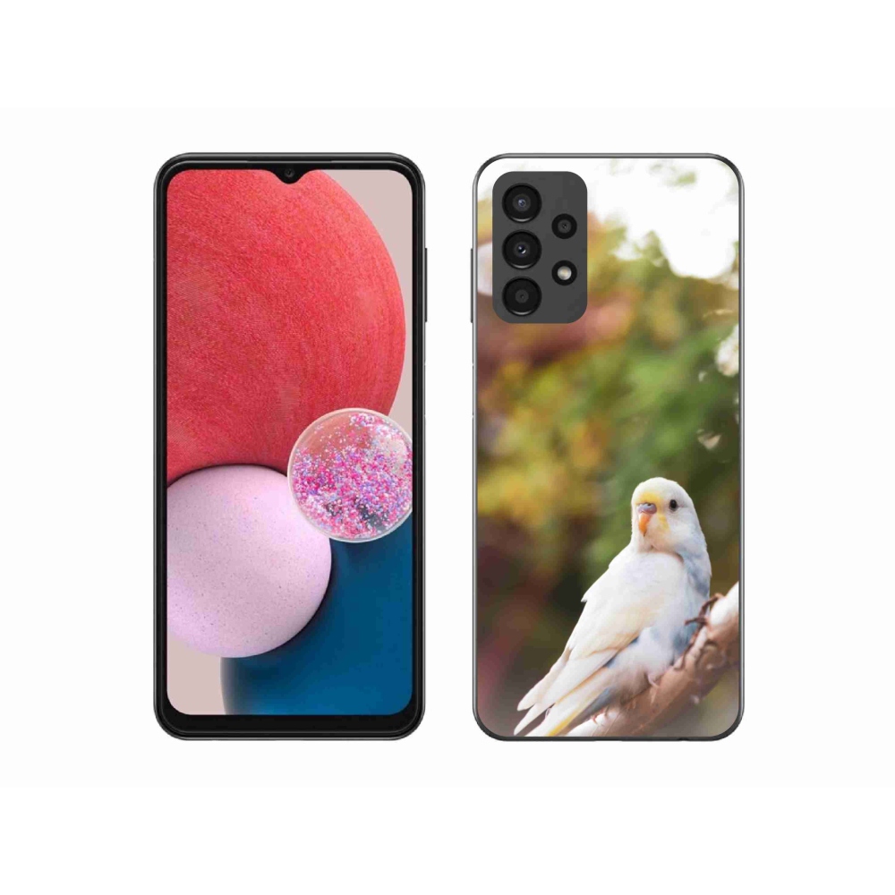 Gelový kryt mmCase na Samsung Galaxy A13 - papoušek andulka bílá