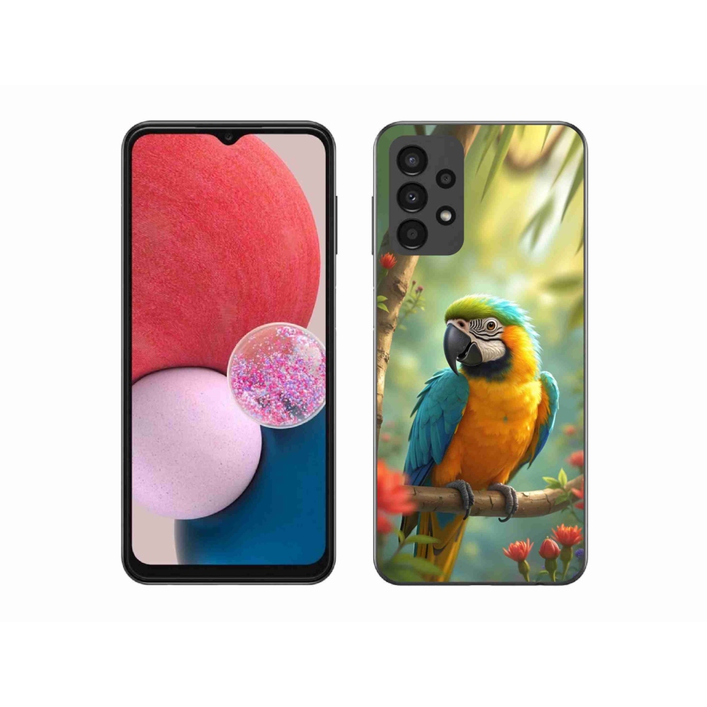 Gelový kryt mmCase na Samsung Galaxy A13 - papoušek ara modrožlutá