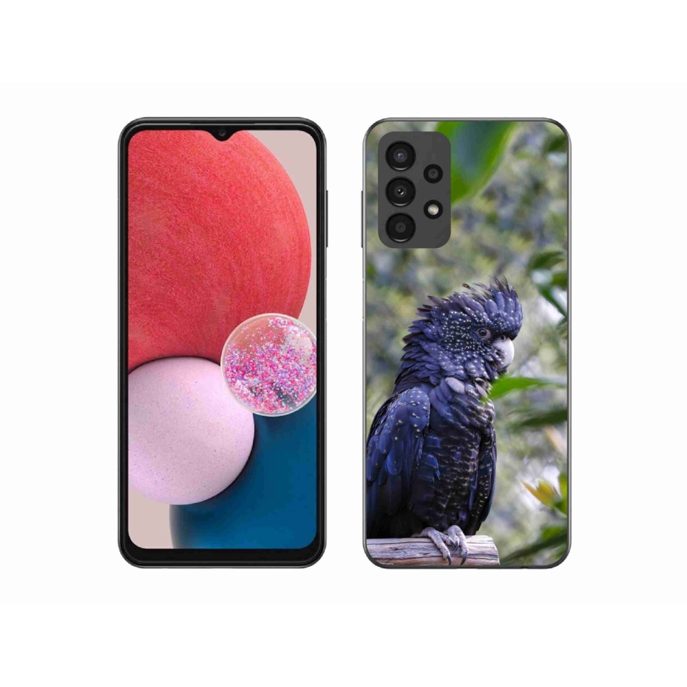 Gelový kryt mmCase na Samsung Galaxy A13 - papoušek kakadu černý