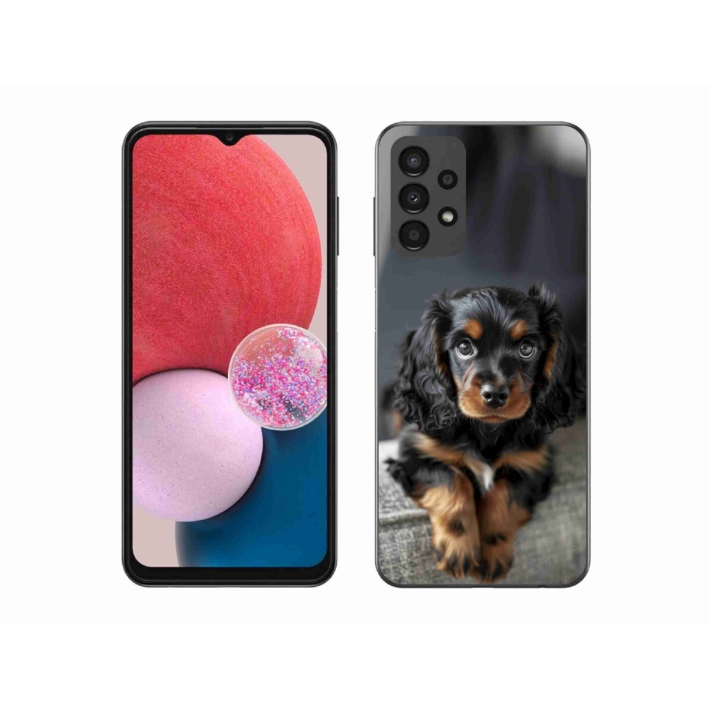 Gelový kryt mmCase na Samsung Galaxy A13 - roztomilý dlouhosrstý jezevčík