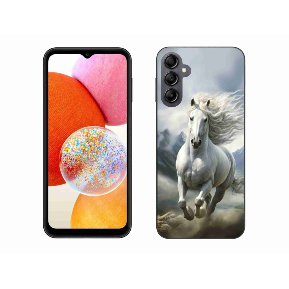 Gelový kryt mmCase na Samsung Galaxy A14 4G/5G - běžící bílý kůň 3