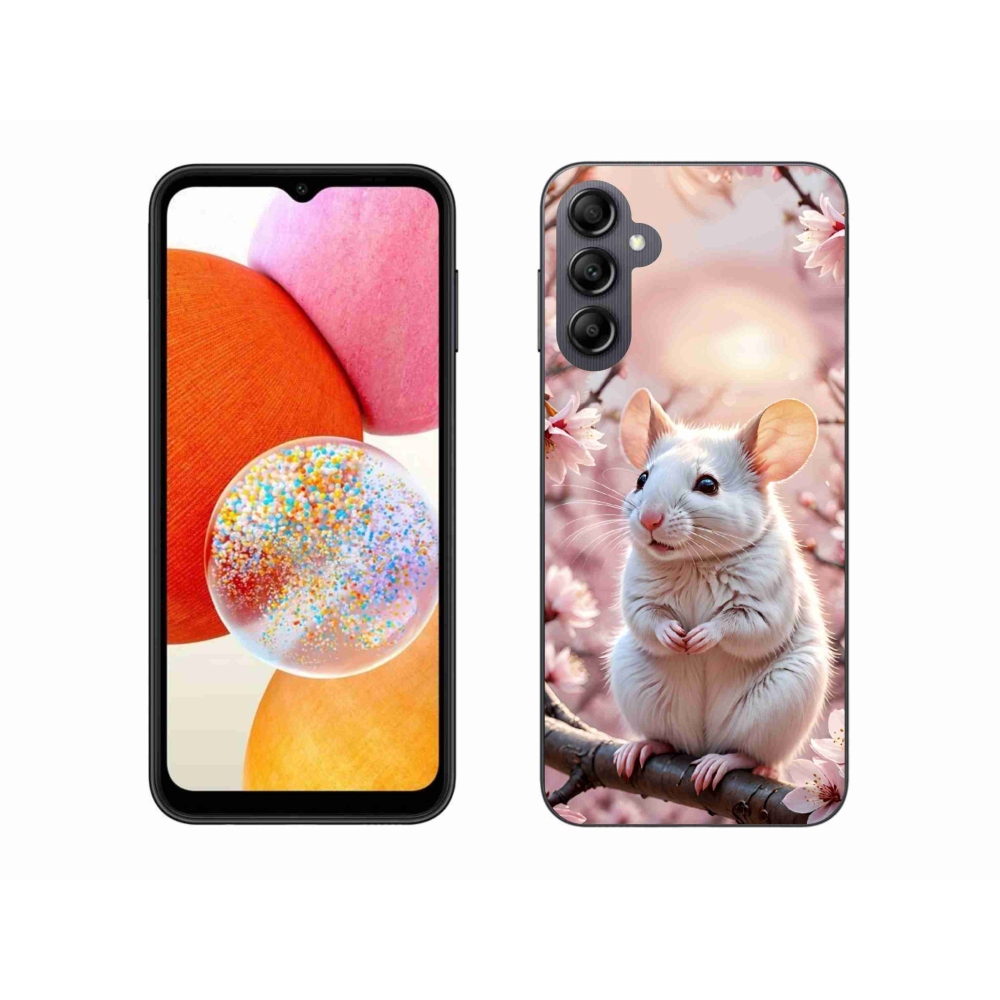 Gelový kryt mmCase na Samsung Galaxy A14 4G/5G - bílá myš na větvi