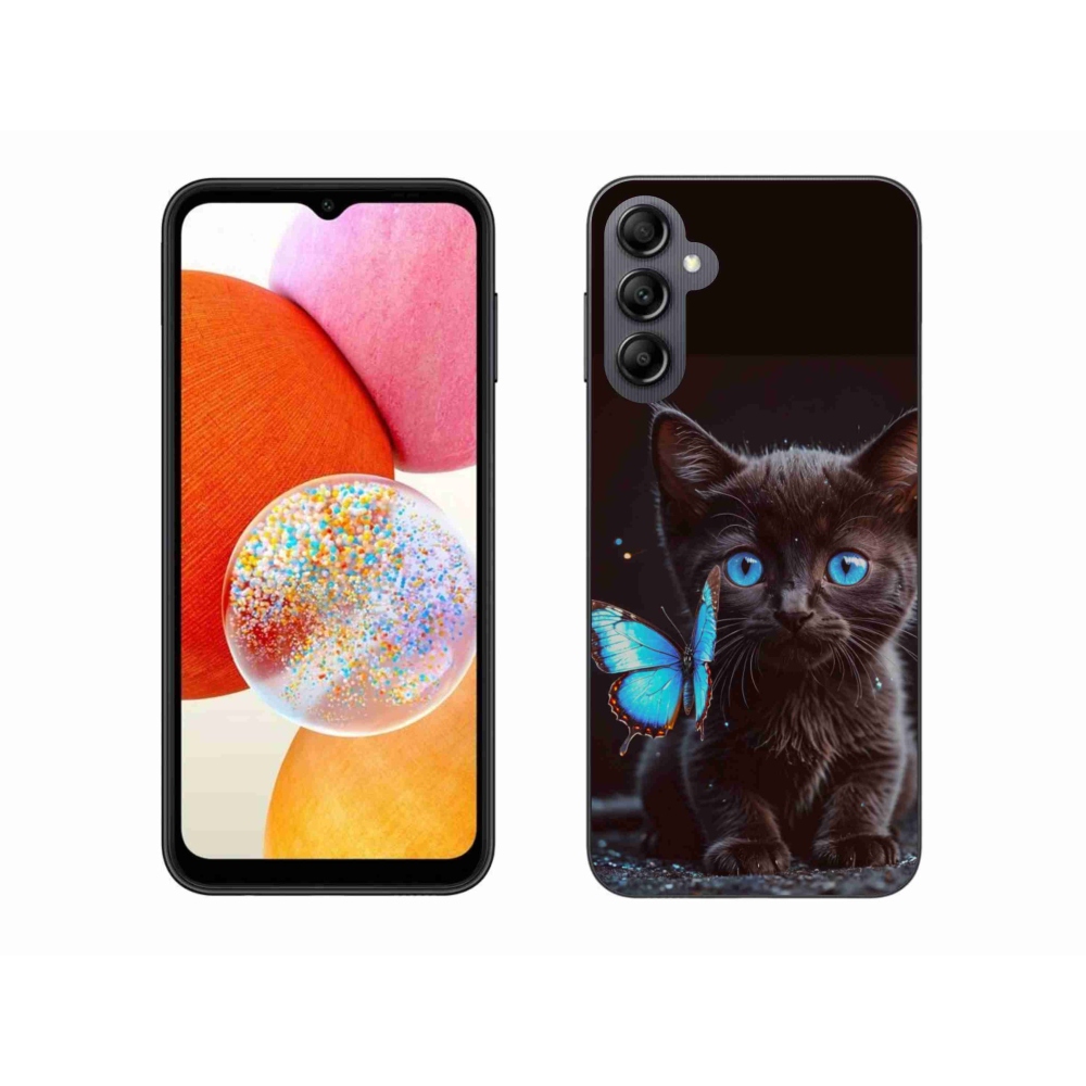 Gelový kryt mmCase na Samsung Galaxy A14 4G/5G - černé kotě 3