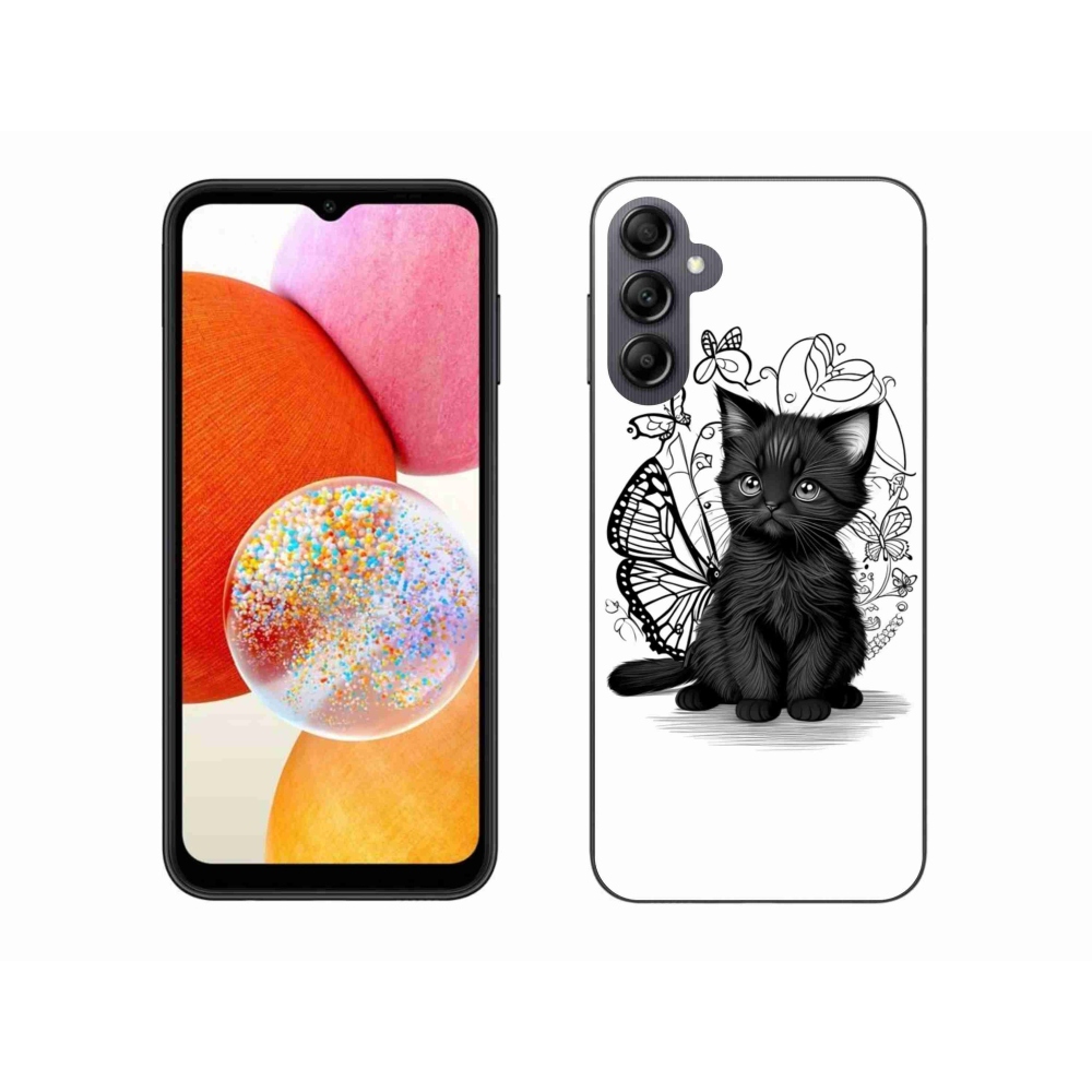 Gelový kryt mmCase na Samsung Galaxy A14 4G/5G - černé kotě
