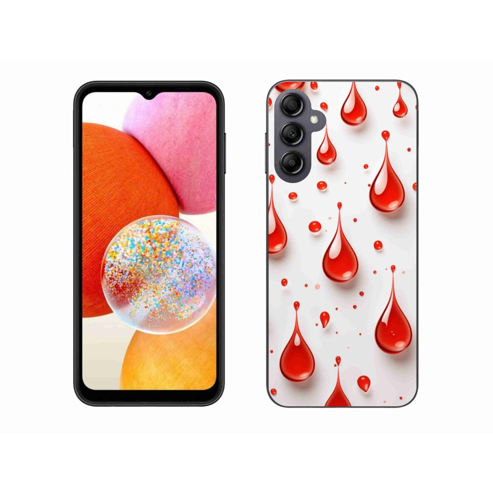 Gelový kryt mmCase na Samsung Galaxy A14 4G/5G - červené kapky