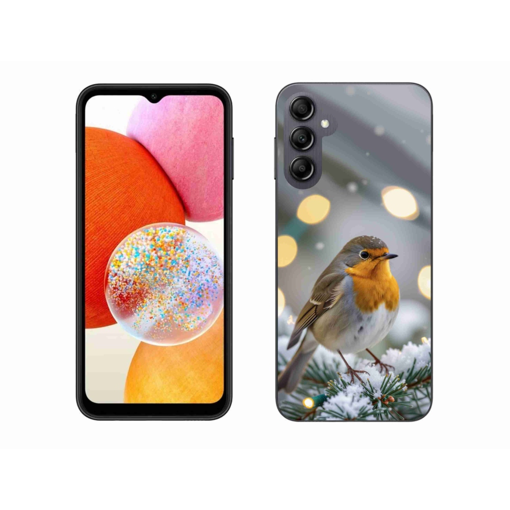 Gelový kryt mmCase na Samsung Galaxy A14 4G/5G - červenka v zimě