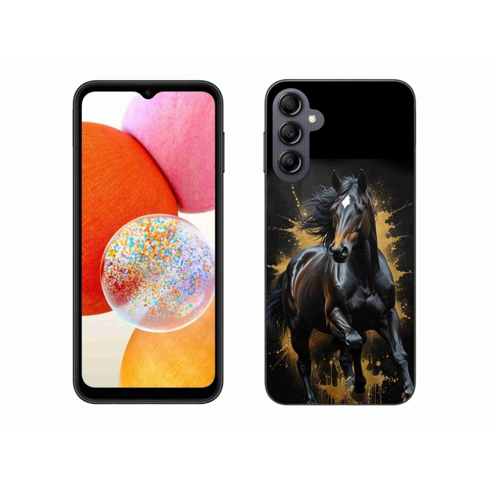 Gelový kryt mmCase na Samsung Galaxy A14 4G/5G - elegantní černý hřebec