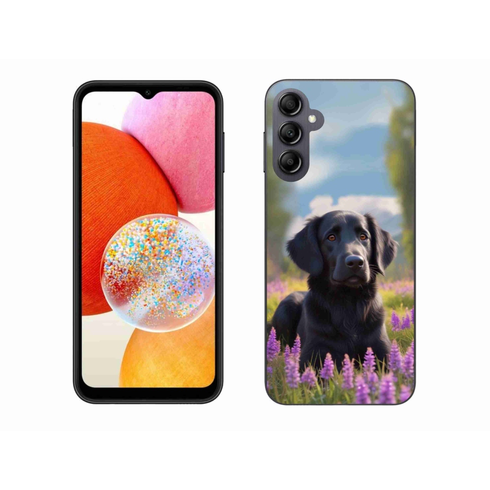 Gelový kryt mmCase na Samsung Galaxy A14 4G/5G - elegantní černý retrívr