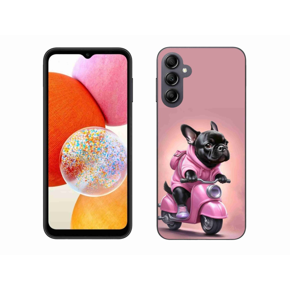 Gelový kryt mmCase na Samsung Galaxy A14 4G/5G - francouzský buldoček na skútru