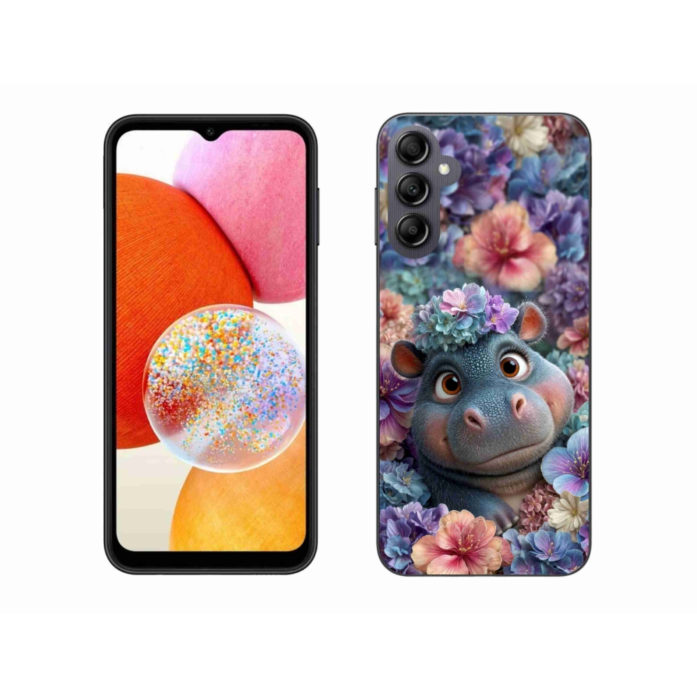 Gelový kryt mmCase na Samsung Galaxy A14 4G/5G - hrošík v květinách