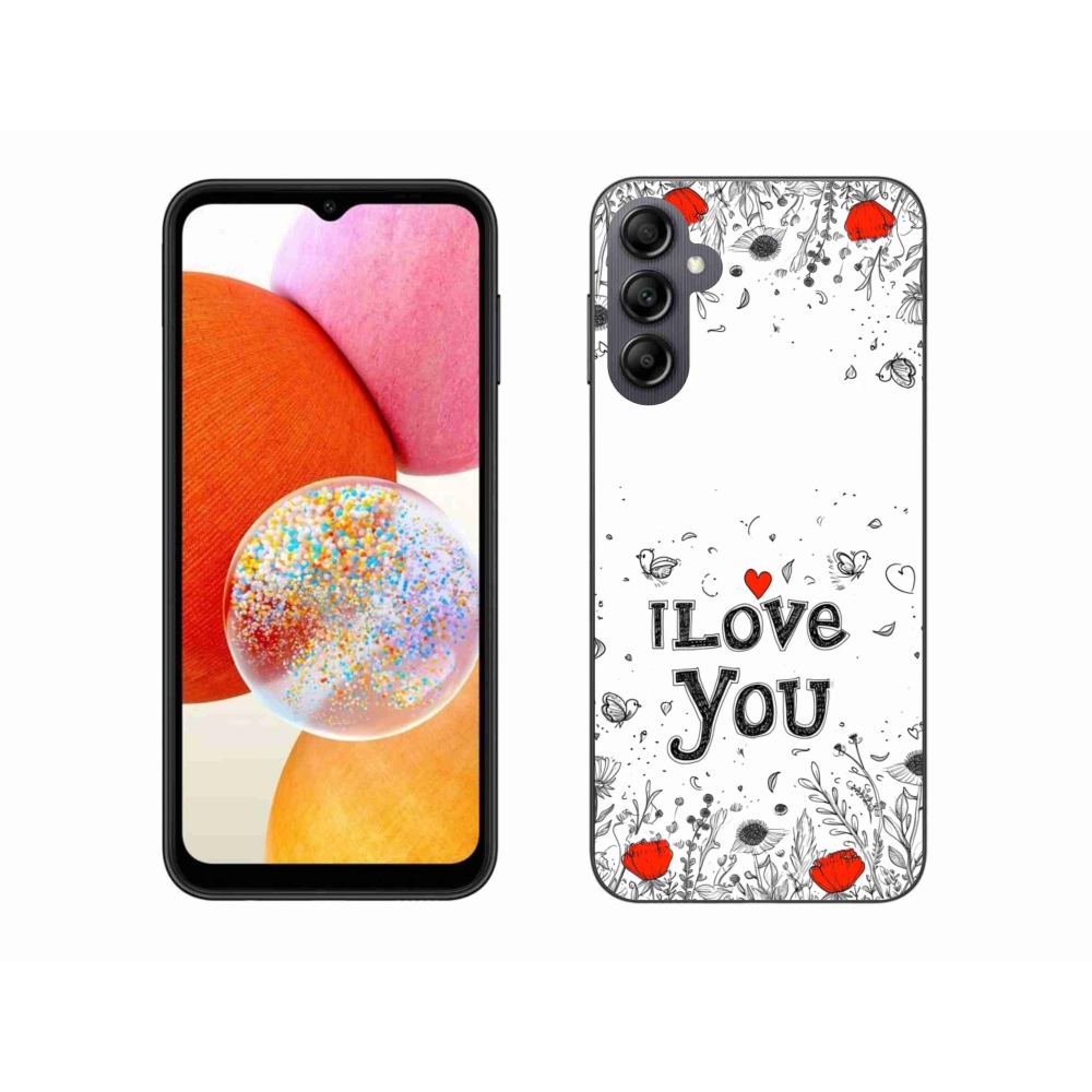 Gelový kryt mmCase na Samsung Galaxy A14 4G/5G - I love you bílé pozadí