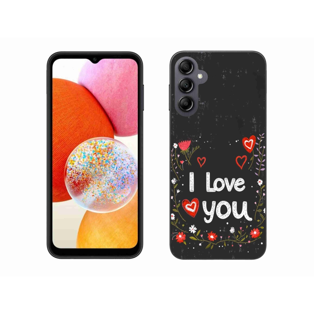 Gelový kryt mmCase na Samsung Galaxy A14 4G/5G - I love you černé pozadí