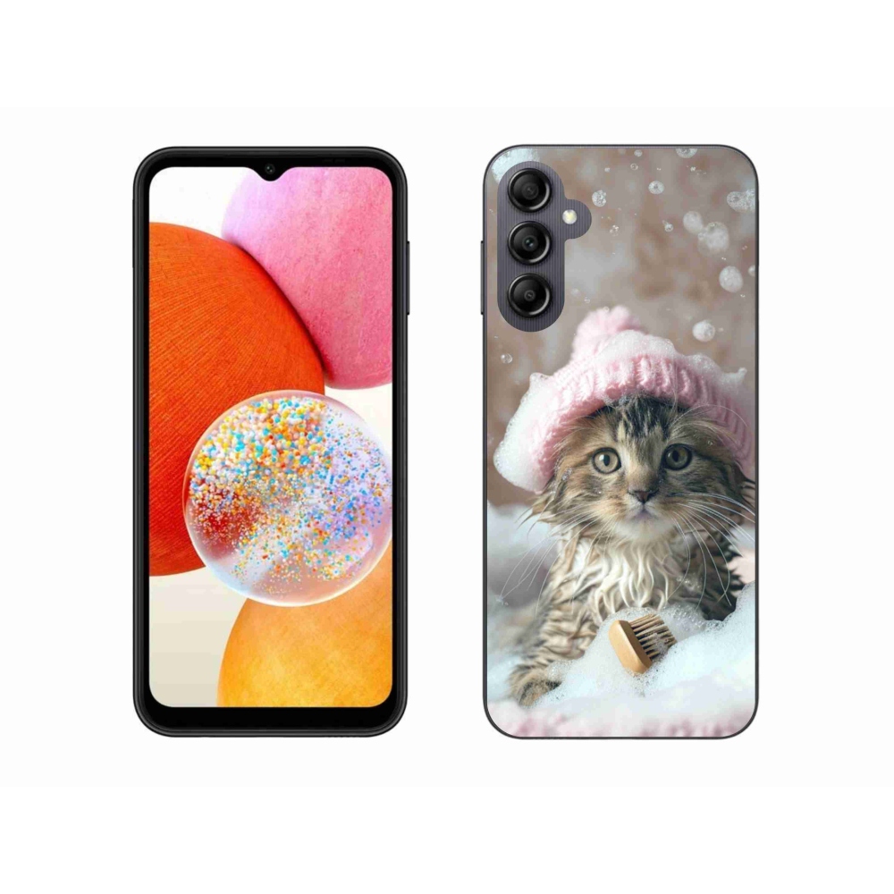 Gelový kryt mmCase na Samsung Galaxy A14 4G/5G - kotě a koupel