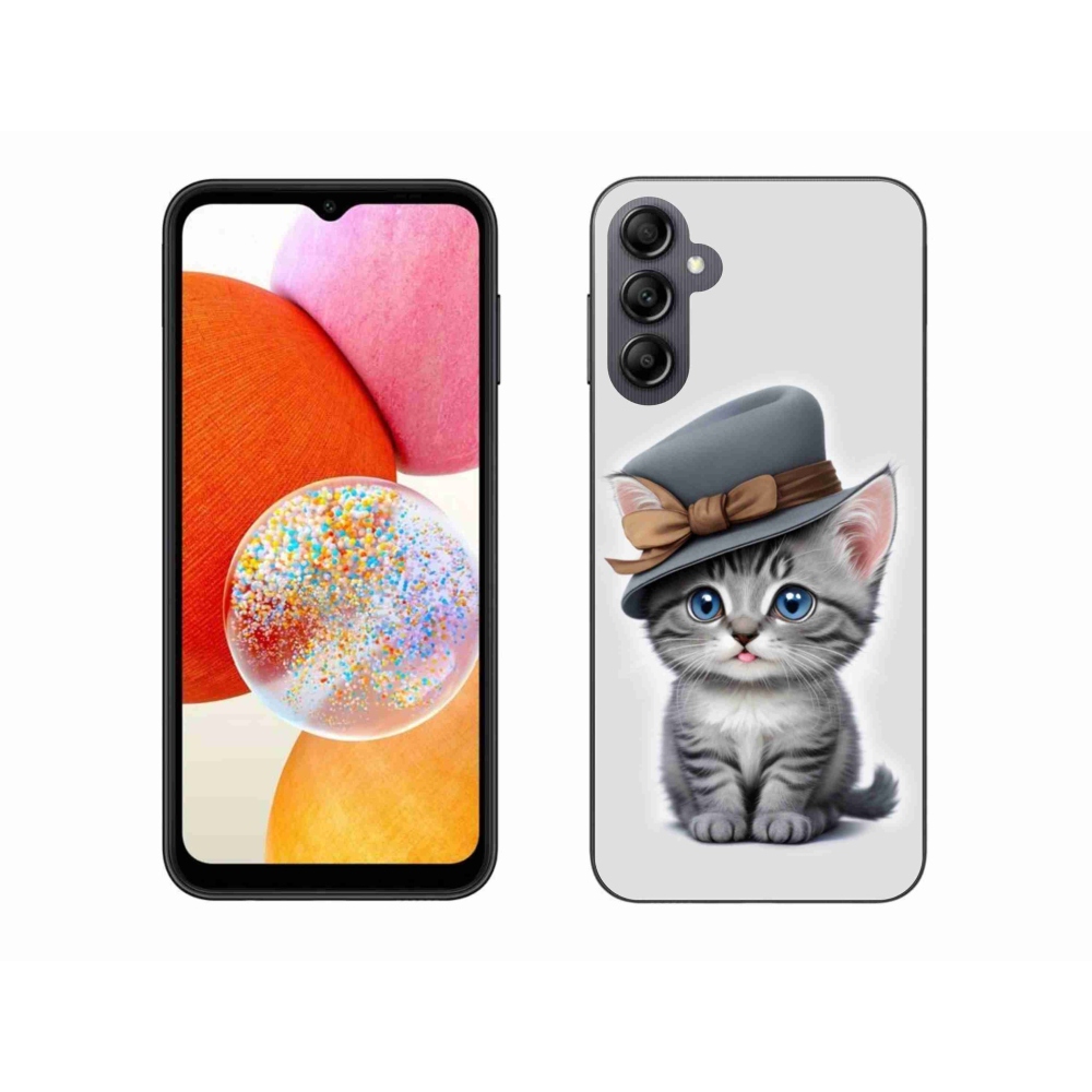 Gelový kryt mmCase na Samsung Galaxy A14 4G/5G - kotě s kloboukem