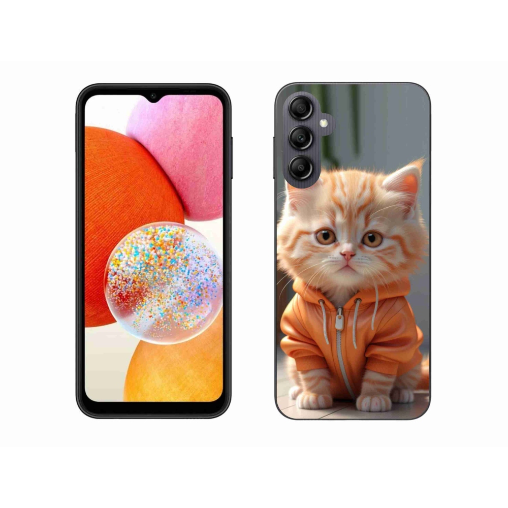 Gelový kryt mmCase na Samsung Galaxy A14 4G/5G - kotě v mikině