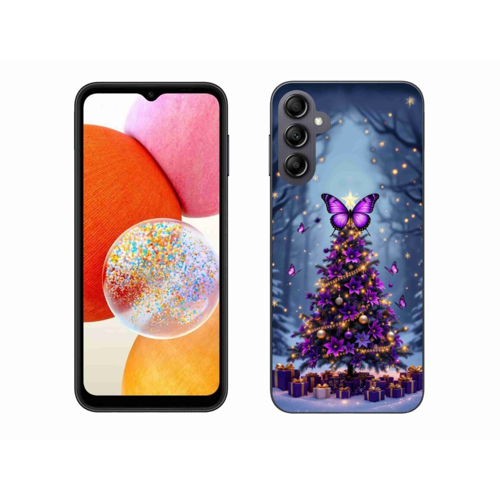 Gelový kryt mmCase na Samsung Galaxy A14 4G/5G - motýlí vánoční stromek