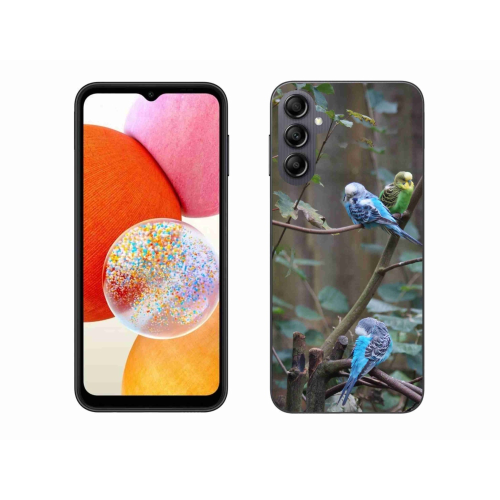 Gelový kryt mmCase na Samsung Galaxy A14 4G/5G - papoušci na větvi