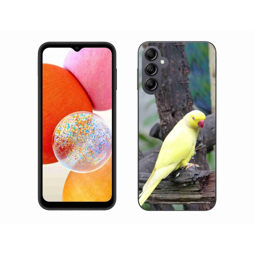 Gelový kryt mmCase na Samsung Galaxy A14 4G/5G - papoušek alexandr žlutý