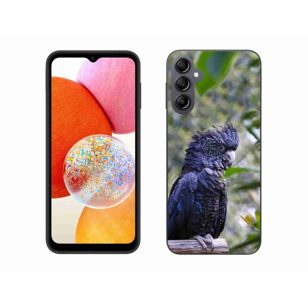 Gelový kryt mmCase na Samsung Galaxy A14 4G/5G - papoušek kakadu černý