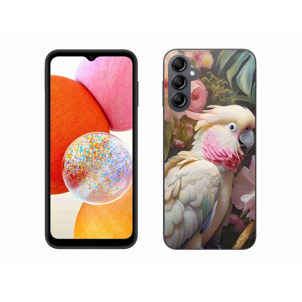 Gelový kryt mmCase na Samsung Galaxy A14 4G/5G - papoušek kakadu růžový 2