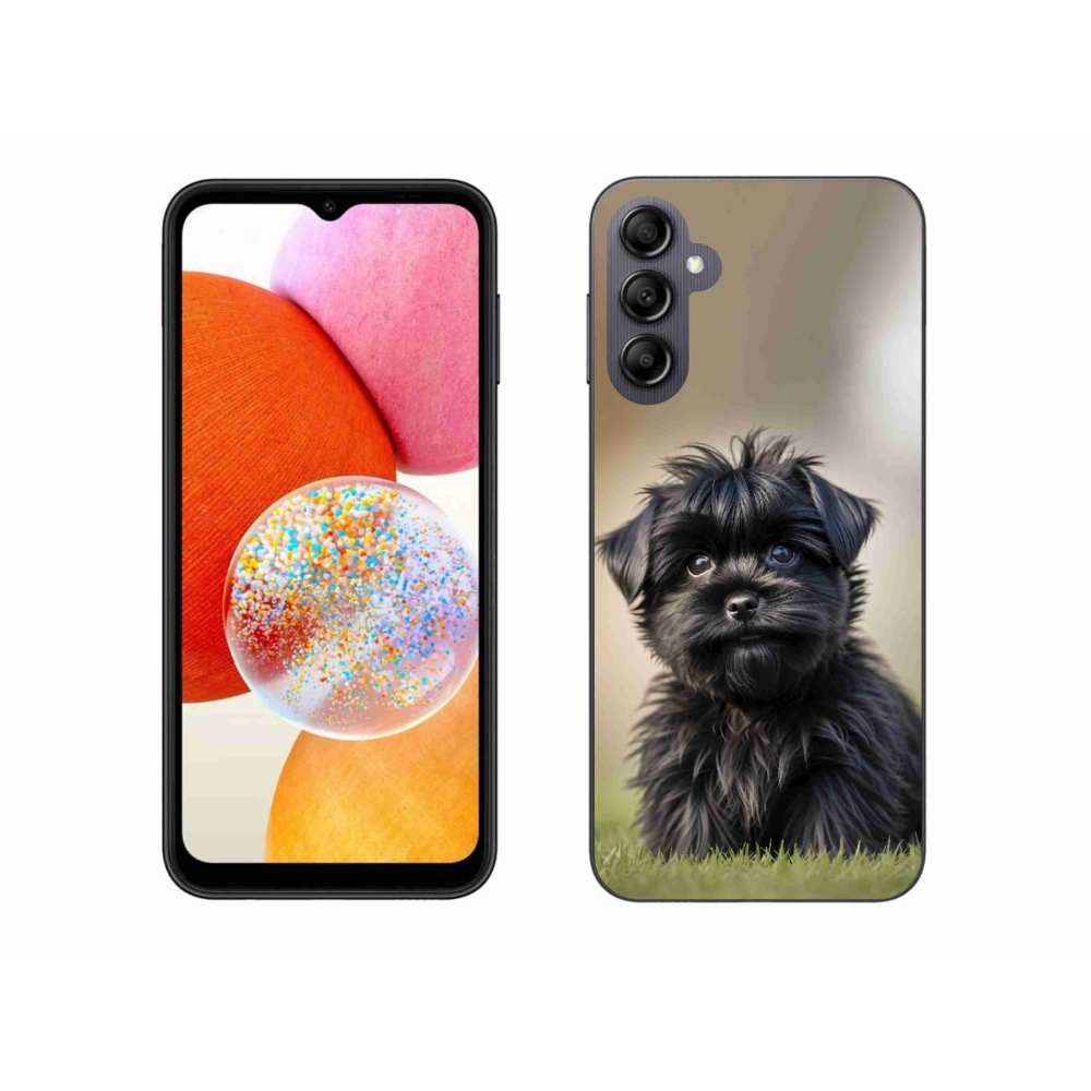 Gelový kryt mmCase na Samsung Galaxy A14 4G/5G - roztomilý černý pejsek