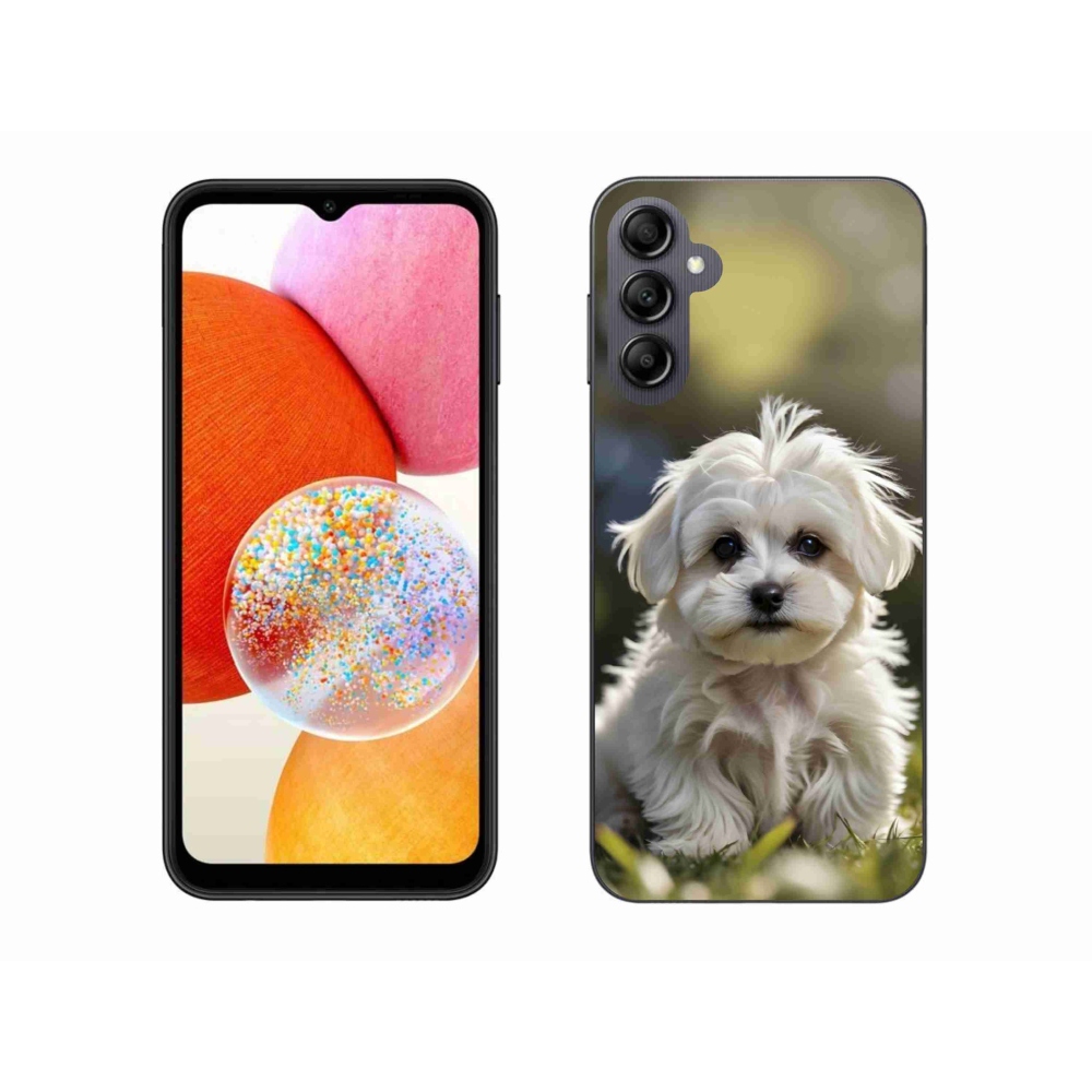 Gelový kryt mmCase na Samsung Galaxy A14 4G/5G - roztomilý maltézský psík