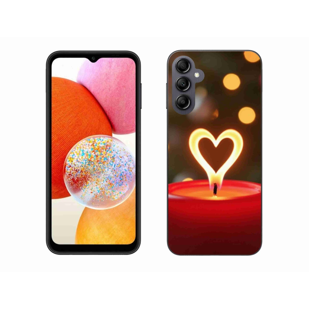 Gelový kryt mmCase na Samsung Galaxy A14 4G/5G - srdce z plamene
