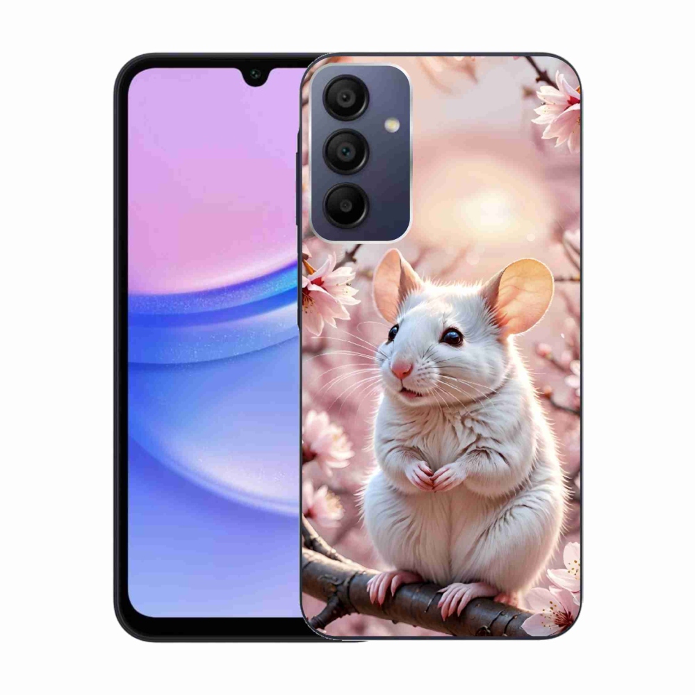 Gelový kryt mmCase na Samsung Galaxy A15 4G/5G - bílá myš na větvi