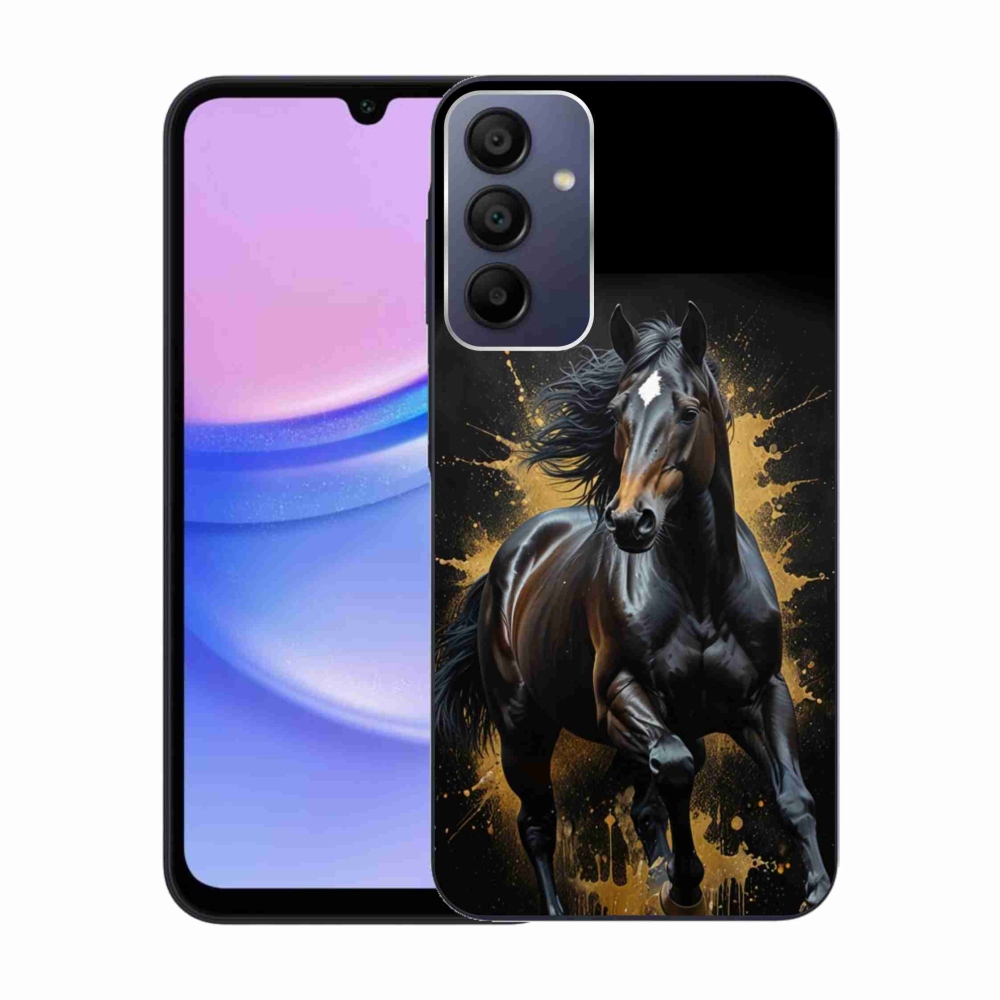 Gelový kryt mmCase na Samsung Galaxy A15 4G/5G - elegantní černý hřebec