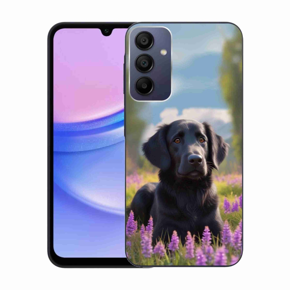 Gelový kryt mmCase na Samsung Galaxy A15 4G/5G - elegantní černý retrívr