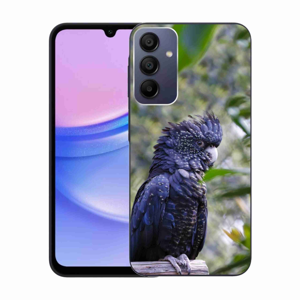 Gelový kryt mmCase na Samsung Galaxy A15 4G/5G - papoušek kakadu černý