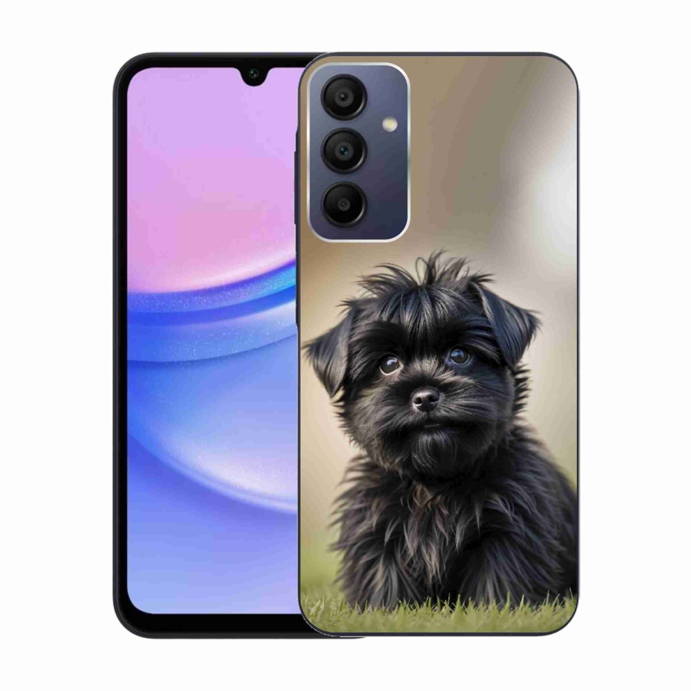 Gelový kryt mmCase na Samsung Galaxy A15 4G/5G - roztomilý černý pejsek