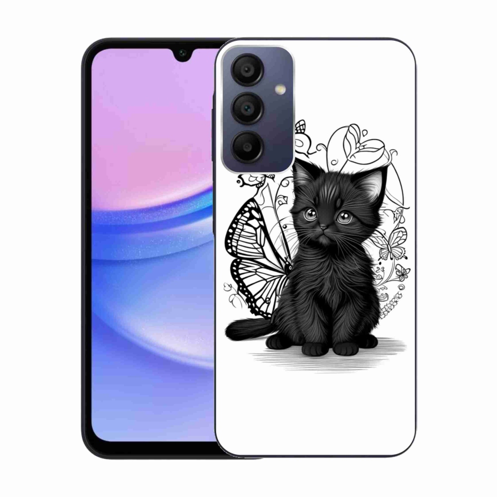 Gelový kryt mmCase na Samsung Galaxy A15/5G - černé kotě