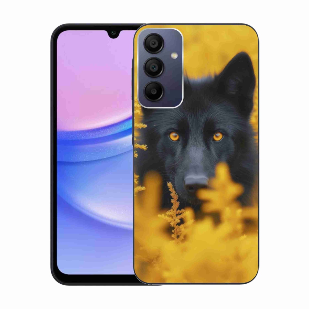 Gelový kryt mmCase na Samsung Galaxy A15/5G - černý vlk 2