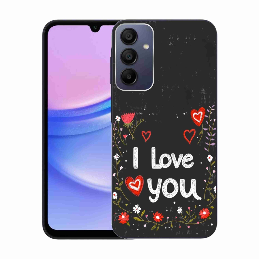 Gelový kryt mmCase na Samsung Galaxy A15/5G - I love you černé pozadí