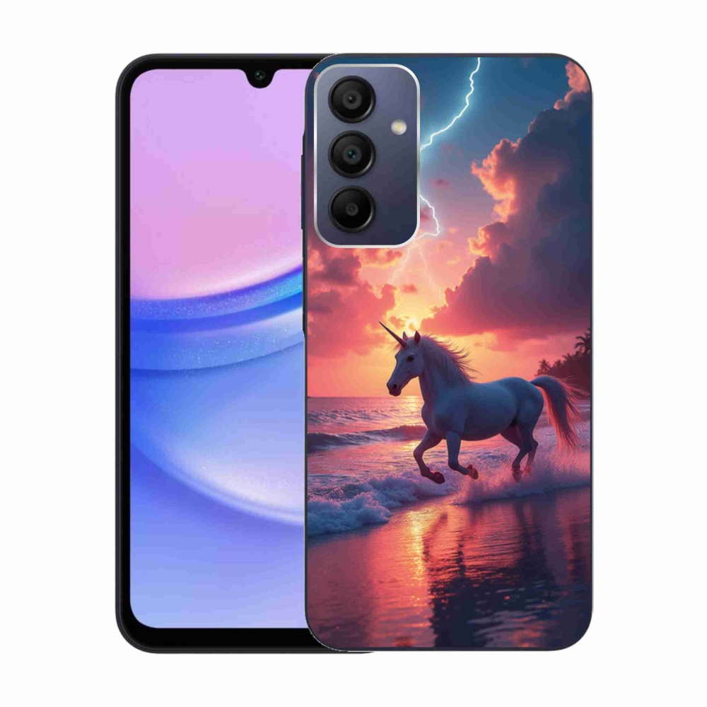 Gelový kryt mmCase na Samsung Galaxy A15/5G - jednorožec na pláži