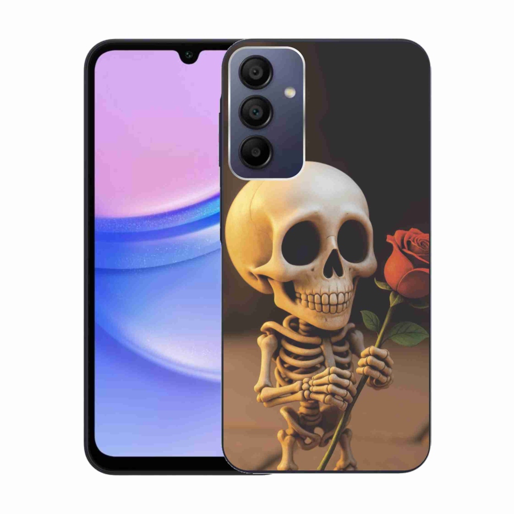 Gelový kryt mmCase na Samsung Galaxy A15/5G - kostlivec s růží