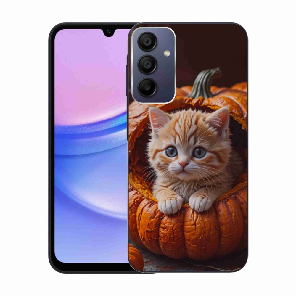 Gelový kryt mmCase na Samsung Galaxy A15/5G - kotě a dýně 2