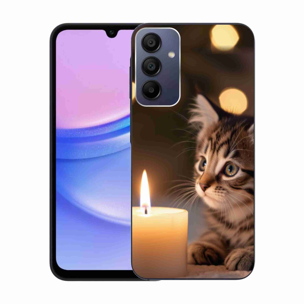 Gelový kryt mmCase na Samsung Galaxy A15/5G - kotě a svíčka