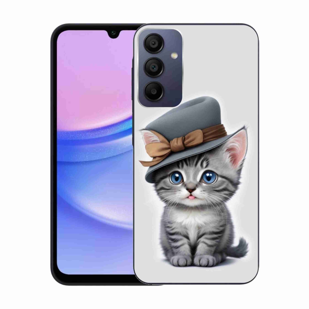 Gelový kryt mmCase na Samsung Galaxy A15/5G - kotě s kloboukem