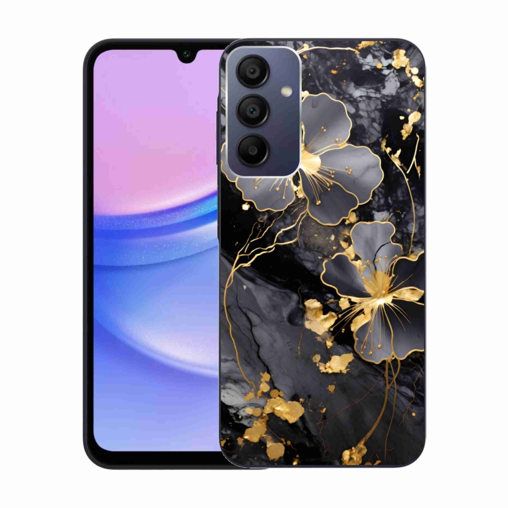 Gelový kryt mmCase na Samsung Galaxy A15/5G - zlaté květy