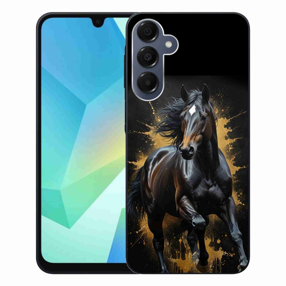 Gelový kryt mmCase na Samsung Galaxy A16 4G/5G - elegantní černý hřebec