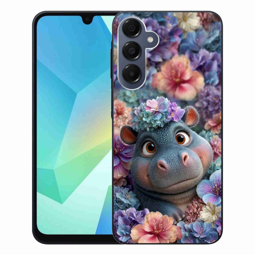 Gelový kryt mmCase na Samsung Galaxy A16 4G/5G - hrošík v květinách