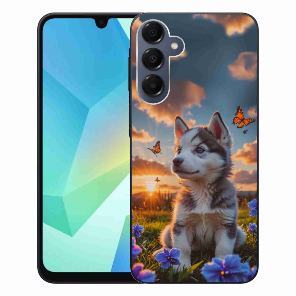 Gelový kryt mmCase na Samsung Galaxy A16 4G/5G - husky při západu slunce