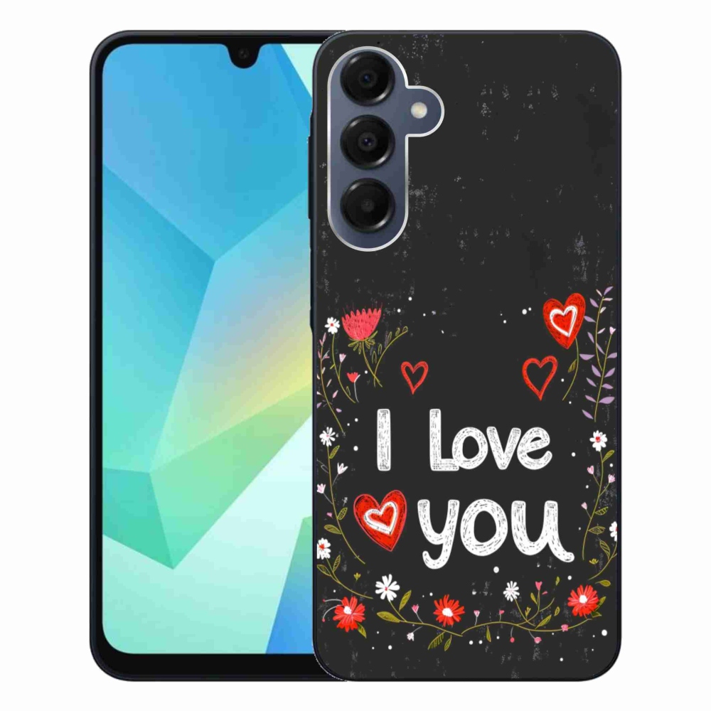 Gelový kryt mmCase na Samsung Galaxy A16 4G/5G - I love you černé pozadí