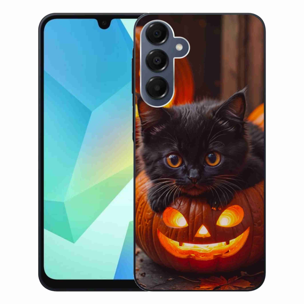 Gelový kryt mmCase na Samsung Galaxy A16 4G/5G - kotě a dýně