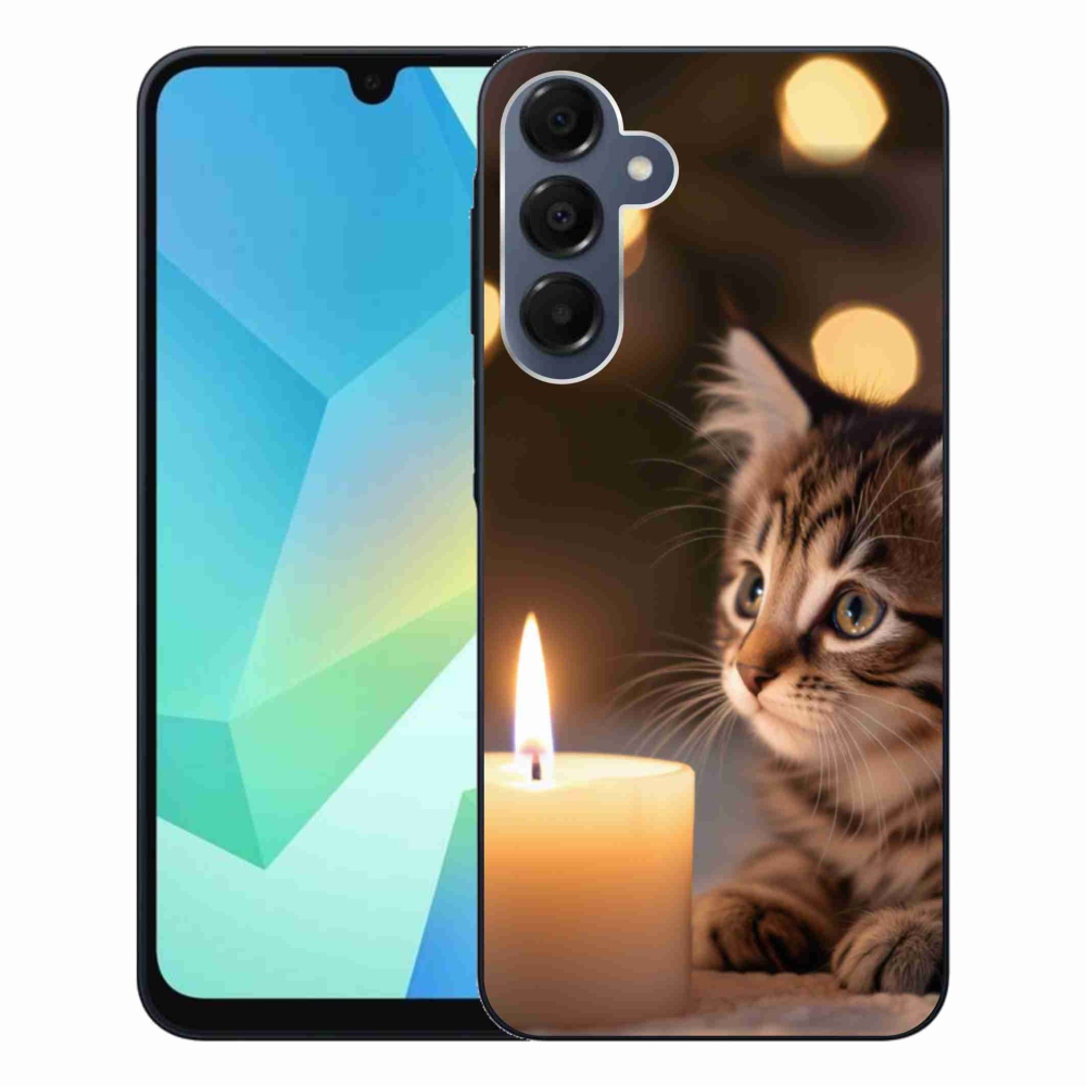 Gelový kryt mmCase na Samsung Galaxy A16 4G/5G - kotě a svíčka