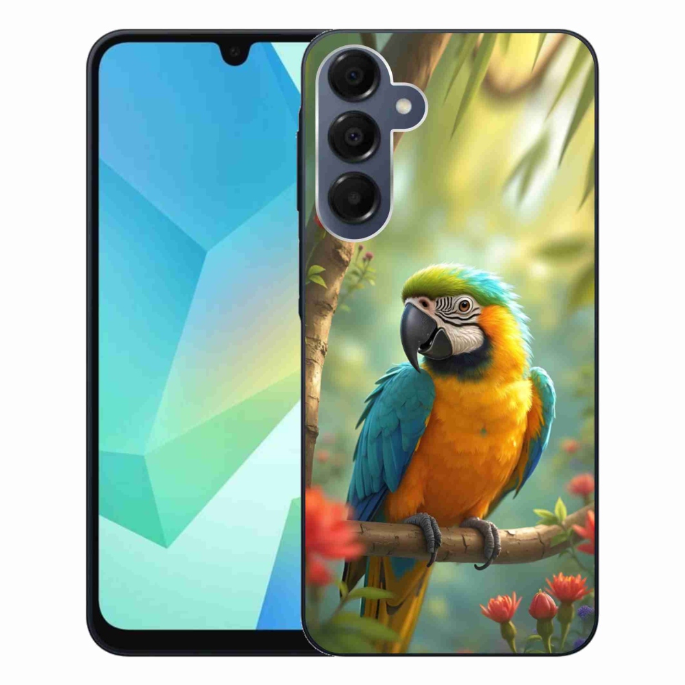 Gelový kryt mmCase na Samsung Galaxy A16 4G/5G - papoušek ara modrožlutá