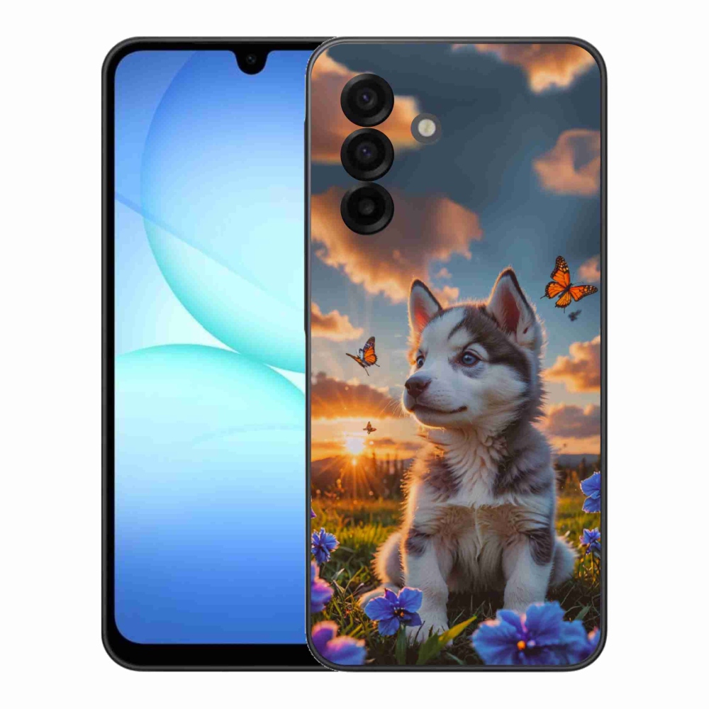 Gelový kryt mmCase na Samsung Galaxy A17 4G/5G - husky při západu slunce